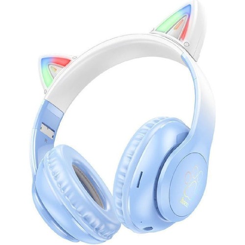 ΑΚΟΥΣΤΙΚΑ BLUETOOTH HOCO W42 WIRELESS ΠΑΙΔΙΚΑ CAT EAR BLUE MICRO SD